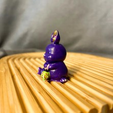 Uretti - Ayşe 7362 El Yapımı 4'lü Sevimli Tavşan Biblo Seti - Yeşil + Kırmızı + Mor + Beyaz - 3 x 5 cm