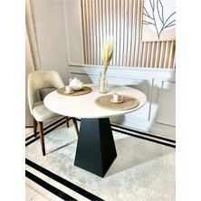 Mirrorland Home Design 90  cm  Siyah Ahşap Yuvarlak Yemek Masası - Fungi Serisi - Çalışma Masası - Balkon ve Kafe Masası