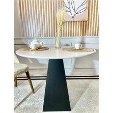 Mirrorland Home Design 90  cm  Siyah Ahşap Yuvarlak Yemek Masası - Fungi Serisi - Çalışma Masası - Balkon ve Kafe Masası