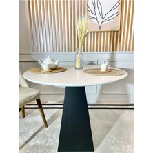 Mirrorland Home Design 90  cm  Siyah Ahşap Yuvarlak Yemek Masası - Fungi Serisi - Çalışma Masası - Balkon ve Kafe Masası
