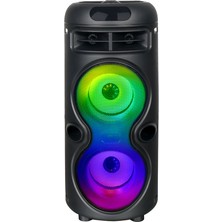 Zore GD-2402 Dijital LED Göstergeli Fm Radyolu Mikrofonlu Rgb Tws Çift 4 Inç Stereo Bass Kablosuz Ka