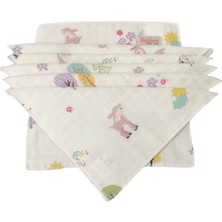 Bezhane Baby %100 Organik Pamuk Muslin Kumaş Bebek Ağız Mendili Pembe Kuzu Kuş DESEN(25X25CM)