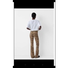 Butik Allbucks Bershka, Leopar Desenli  Esnek Flare Pantolon ABBRS0997