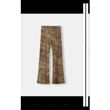 Butik Allbucks Bershka, Leopar Desenli  Esnek Flare Pantolon ABBRS0997