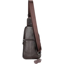 Puluzdg 6076 Erkekler ve Kadınlar Için Üst Katman Dana Derisi Crossbody Göğüs Çantası (Yurt Dışından)