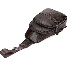 Puluzdg 6076 Erkekler ve Kadınlar Için Üst Katman Dana Derisi Crossbody Göğüs Çantası (Yurt Dışından)