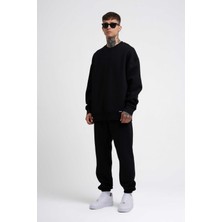 Erkek Oversize Bol Kesim Şardonlu Bisiklet Yaka Eşofman Takımı