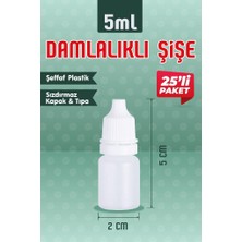 25 Adet 5 ml Kırılır Kapaklı  Damlalıklı  Boş Ldpe Polietilen, Aseton , Mürekkep , Kolonya , Dezenfektan , Likit Şişesi -T1144