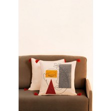 Felluci Textile Punch Nakışlı Kırlent Damla 43x43 3 2Adet