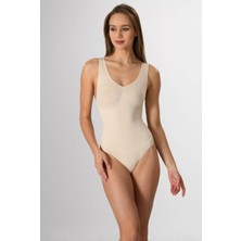 Kadın Dikişsiz Kalın Askılı Çıtçıtlı Örme Slip Model Body Korse
