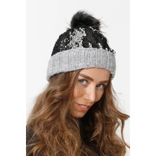 Pul Payetli Triko Örme Bere