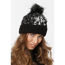 Pul Payetli Triko Örme Bere