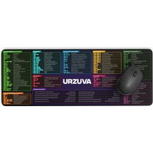 Urzuva Mouse Pad Büyük Boy Xl Kaydırmaz 80*30 cm Excel Tablosu Kısayol Tuşları Mousepad Dikişli Kenar