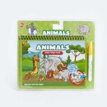 Sihirli Boyama Kitabı Water Magic Book Özel Sulu Kalem ile Hayvanlar Animals