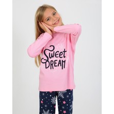 Vitmo Kız Çocuk Uzun Kollu  Pamuklu Pijama Takımı Sweet Winter Koyu Pembe