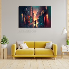 Artarilion Soyut Sokak ve Yürüyen Adam Kanvas Tablo Tasarım Tablo Modeli Salon Tablosu