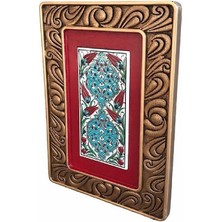 ARTSMARTİX Çerçevesi Kabartmalı Çini Tablo Hediyelik Duvar Dekoru Altın