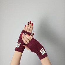 Gönülden Tasarım Bordo Triko Parmaksız Likralı Kadın Eldiven