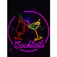 Çizgi Neon Cizgineon Cocktails Işıklı Neon LED Duvar Dekarasyon