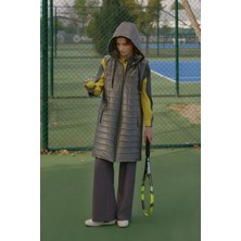 Nihan Parlak Kapitone Yelek  Gri