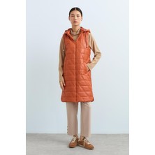 Nihan Arkası Ayarlamalı Kapitone Yelek  Oranj