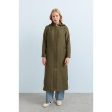 Nihan Ince Kapitone Cep Detaylı Spor Kap  Haki