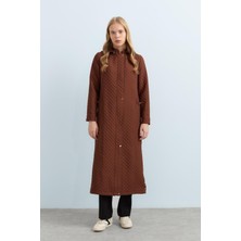 Nihan Ince Kapitone Cep Detaylı Spor Kap  Kahve