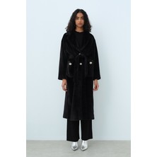 Nihan Cep Detaylı Angora Kaban  Siyah