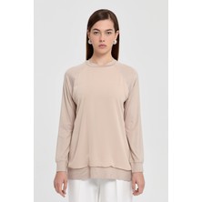 Nihan Şifon Detaylı Penye Bluz  Taş