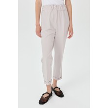 Nihan Beli Lastikli Ütü Izli Havuç Pantolon  Taş