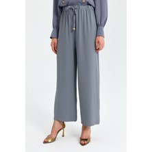 Nihan Beli Lastikli Bol Paça Pantolon  Gri