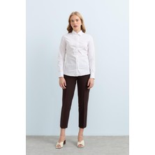 Nihan Beli Pensli Ütü Izli Havuç Pantolon  Kahve