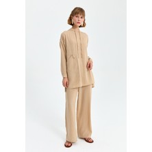 Nihan Oversize Pantolon Tunik Takım  Bej