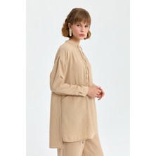 Nihan Oversize Pantolon Tunik Takım  Bej