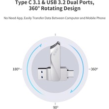 Ssk USB Typ-C 128 GB USB 3.2 Usb-A & Tip C Otg Metalsu Geçirmez  200 Mb/sy Ultra Hızlı Ios/android Uyumlu