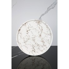 Betonmall Mermer Desenli Sunum Tepsisi Yuvarlak Sunum Tabağı Sunumluk 28  cm
