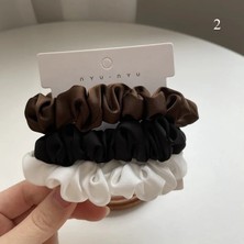 Qijshu Adet/takım Kadınlar Düz Renk Ipek Saten Scrunchies Saç Halat Zarif At Kuyruğu Tutucu Lastik Bant Elastik Kafa Bandı Saç Aksesuarları (Yurt Dışından)