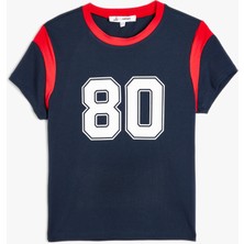 Koton Kolej Baskılı Biyeli Bisiklet Yaka Kısa Kollu Tişört