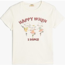 Koton Tişört Kısa Kollu Kedi Baskılı Bisiklet Yaka Pamuklu