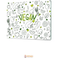 Ortakçı Design Vegan Desenli Cam Kesme Tahtası - Cam Kesme Tablası | 20CM x 30CM