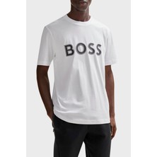 Boss Logo Baskılı Bisiklet Yaka Regular Fit Pamuklu Jarse T Shirt Erkek T Shirt 50506344 100
