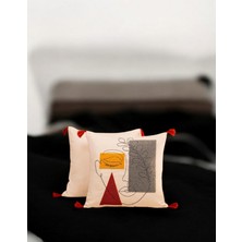 Felluci Textile Punch Nakışlı Kırlent Ağlayan Yüz 43x43 2Adet