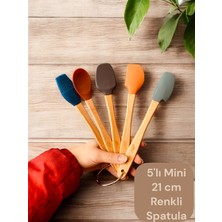 Multiamo 5 Parça  Bambu Saplı Mini 21 cm Silikon Spatula Kaşık Fırça Seti