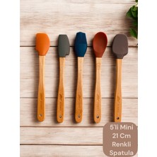 Multiamo 5 Parça  Bambu Saplı Mini 21 cm Silikon Spatula Kaşık Fırça Seti