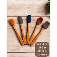 Multiamo 5 Parça  Bambu Saplı Mini 21 cm Silikon Spatula Kaşık Fırça Seti