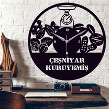 Hediyelikevi Kuruyemiş Temalı Ahşap Duvar Saati 50 cm