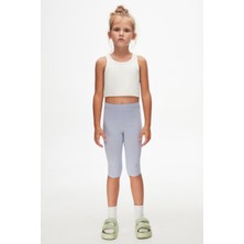 Açık Lila Basic Kız Çocuk Diz Altı Tayt Kapri