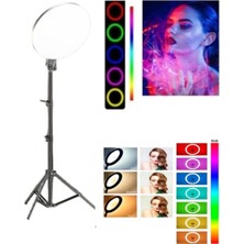 18 Inç Rgb Makyaj Stüdyosu Portresi Dairesel Dolgu Işığı Youtube Vlog Video Çekimi+ Tripod