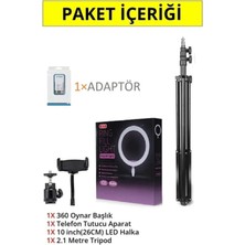 Ring Light Bt Kumandalı Adaptörlü Youtuber Tiktok Çekim Tripod Makyaj Işığı 10"inç 2.1 mt Tripod