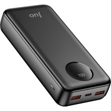 Juo 20000 mAh 22.5W Dijital LED Ekranlı Taşınabilir Hızlı Şarj Cihazı Powerbank Siyah